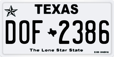 TX license plate DOF2386