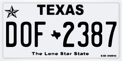 TX license plate DOF2387