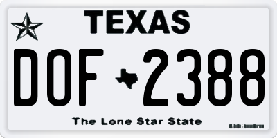 TX license plate DOF2388