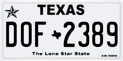 TX license plate DOF2389