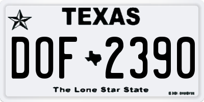 TX license plate DOF2390