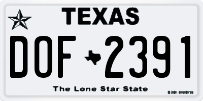 TX license plate DOF2391