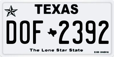 TX license plate DOF2392