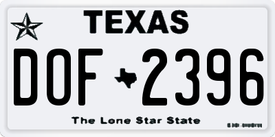 TX license plate DOF2396
