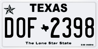 TX license plate DOF2398
