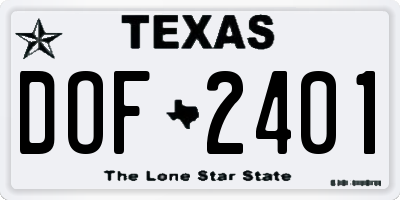 TX license plate DOF2401