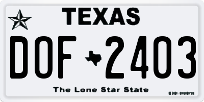 TX license plate DOF2403