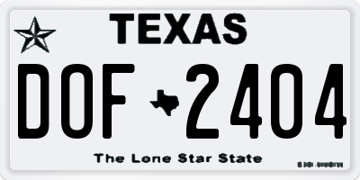 TX license plate DOF2404