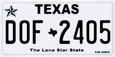 TX license plate DOF2405