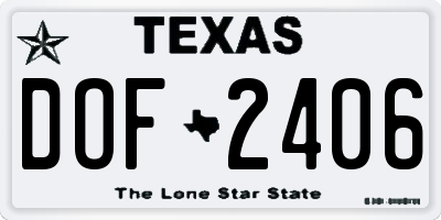 TX license plate DOF2406