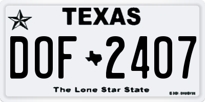 TX license plate DOF2407