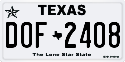 TX license plate DOF2408