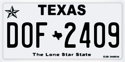 TX license plate DOF2409