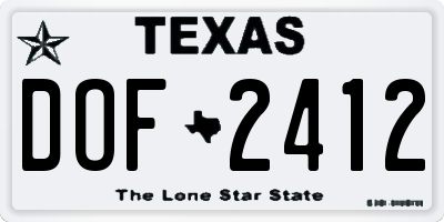 TX license plate DOF2412