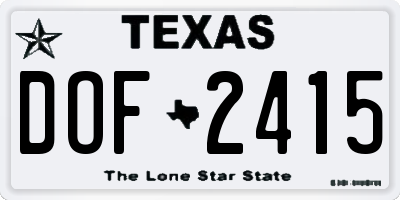 TX license plate DOF2415