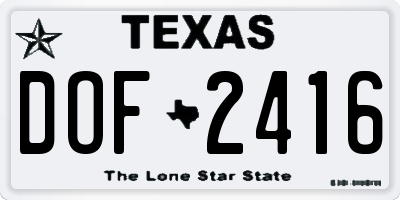 TX license plate DOF2416