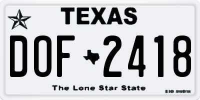 TX license plate DOF2418