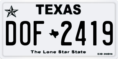TX license plate DOF2419