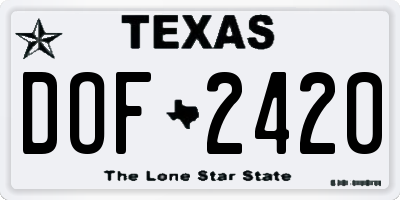 TX license plate DOF2420