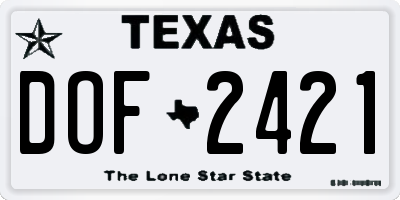 TX license plate DOF2421