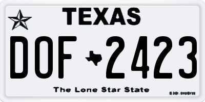 TX license plate DOF2423