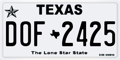 TX license plate DOF2425