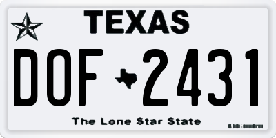 TX license plate DOF2431