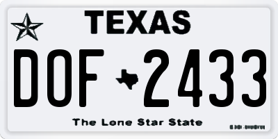 TX license plate DOF2433