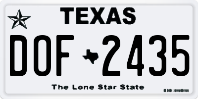 TX license plate DOF2435