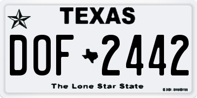 TX license plate DOF2442
