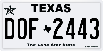 TX license plate DOF2443