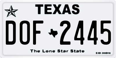 TX license plate DOF2445