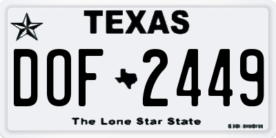 TX license plate DOF2449