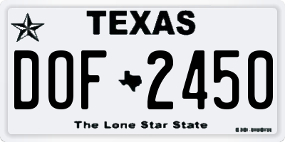 TX license plate DOF2450