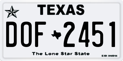 TX license plate DOF2451