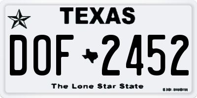 TX license plate DOF2452