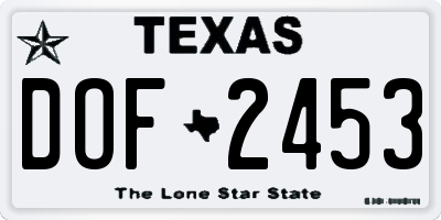 TX license plate DOF2453