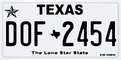 TX license plate DOF2454