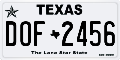 TX license plate DOF2456