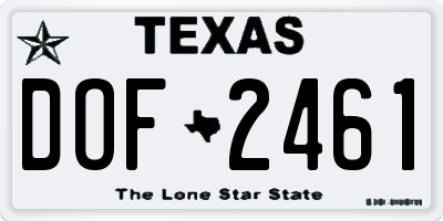 TX license plate DOF2461