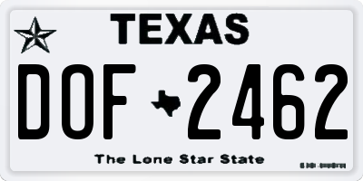 TX license plate DOF2462