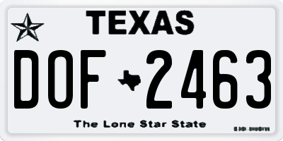 TX license plate DOF2463