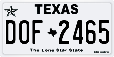 TX license plate DOF2465