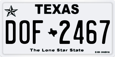 TX license plate DOF2467