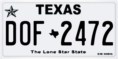 TX license plate DOF2472