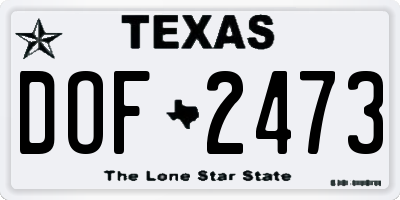TX license plate DOF2473