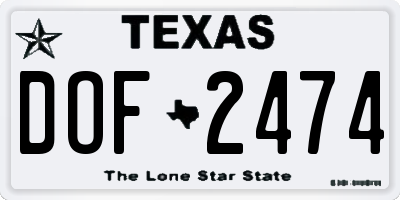 TX license plate DOF2474