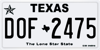 TX license plate DOF2475