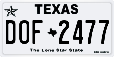 TX license plate DOF2477