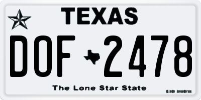 TX license plate DOF2478